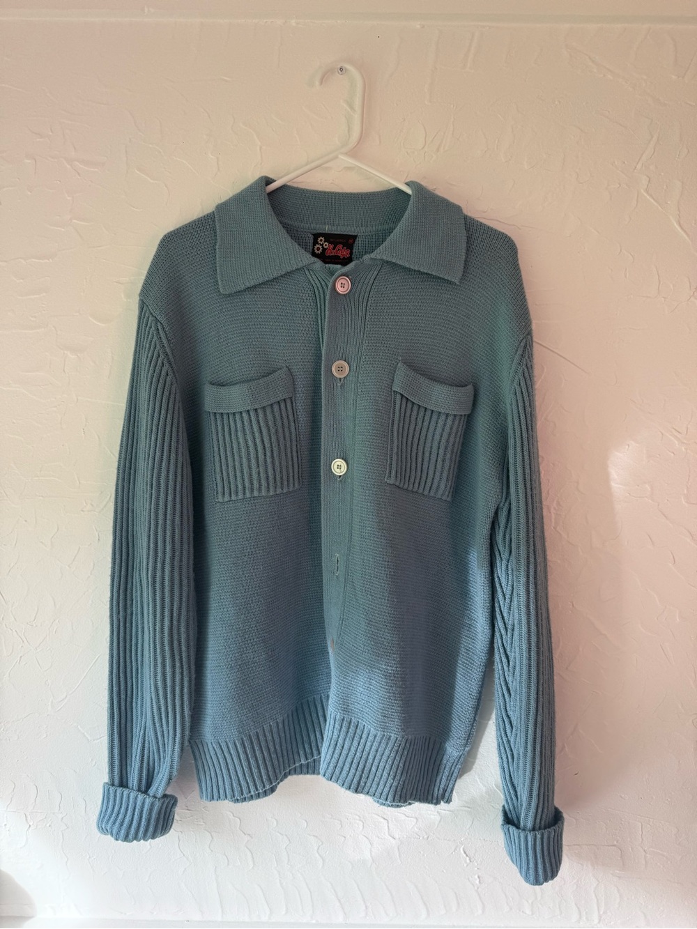 Vintage Hi-Gear Blue Knit Cardigan Sweater